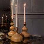 Masif ağaç dekoratif şamdan el yapımı