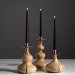 Masif ağaç dekoratif şamdan el yapımı