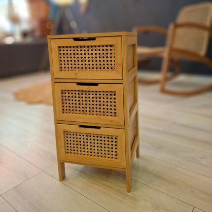 Çok amaçlı rattan çekmeceli komidin