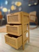 Çok amaçlı rattan çekmeceli komidin