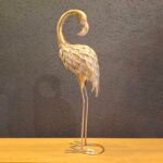 Eskitme Altın Renkli Metal Flamingo Figürü | Dekoratif Aksesuar