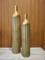 Metal el dövmesi dekoratif gold vazo ikili