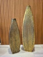 Metal el dövmesi dekoratif gold vazo ikili