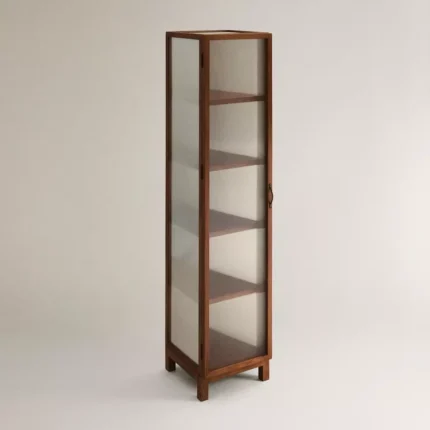 camlı dekoratif masif ahşap dolap