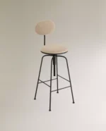 evinize şıklık katacak mutfak salon ve dış mekanda rahatlıkla kullanabileceğiniz keten kumaş kaplı fonksiyonel bir tabure,