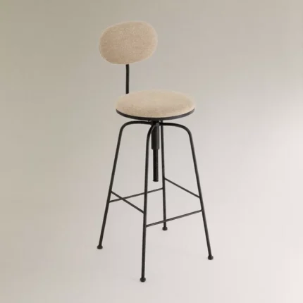 evinize şıklık katacak mutfak salon ve dış mekanda rahatlıkla kullanabileceğiniz keten kumaş kaplı fonksiyonel bir tabure,